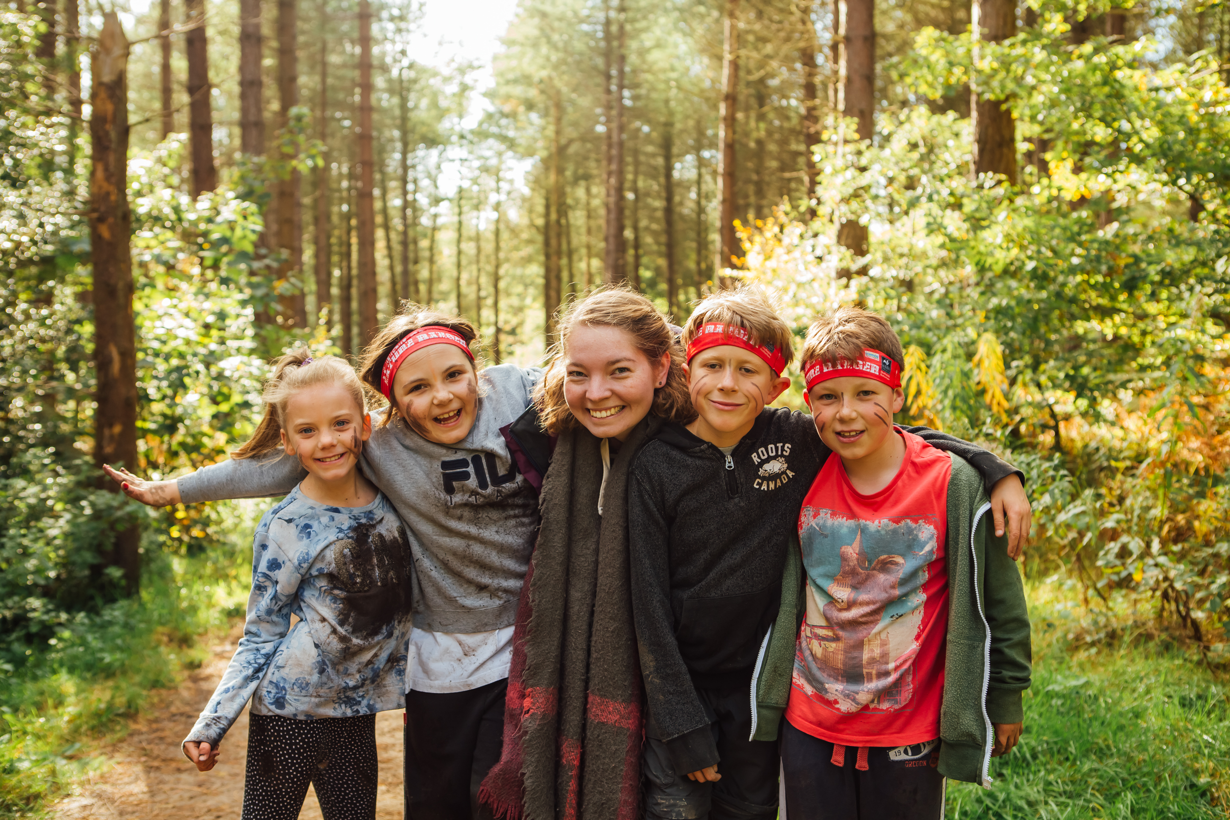 Children smiling in woodland
