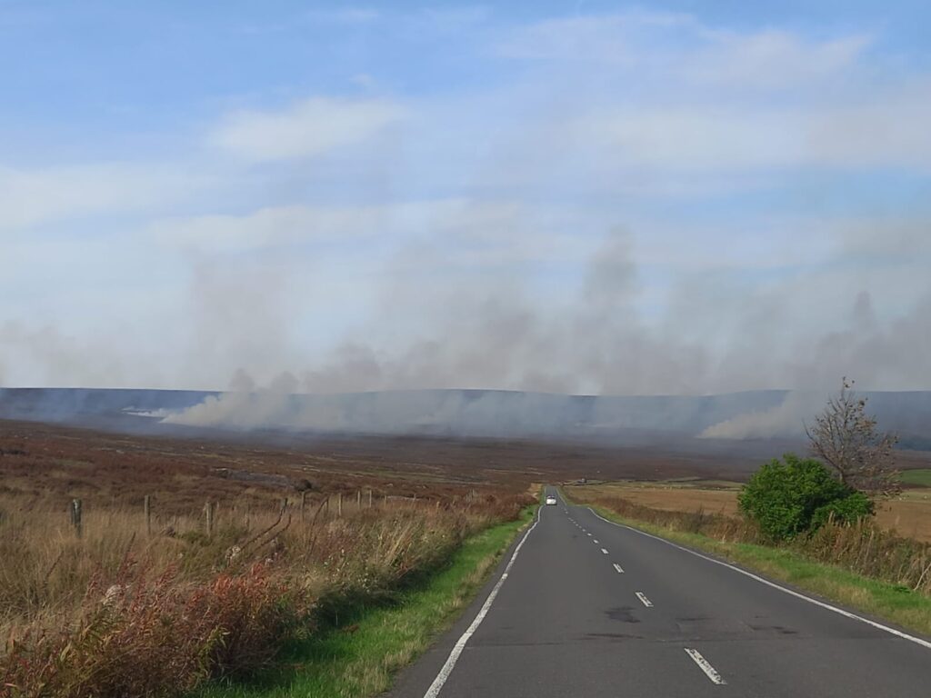 Large pall of smoke from moor burning drifting into Sheffield