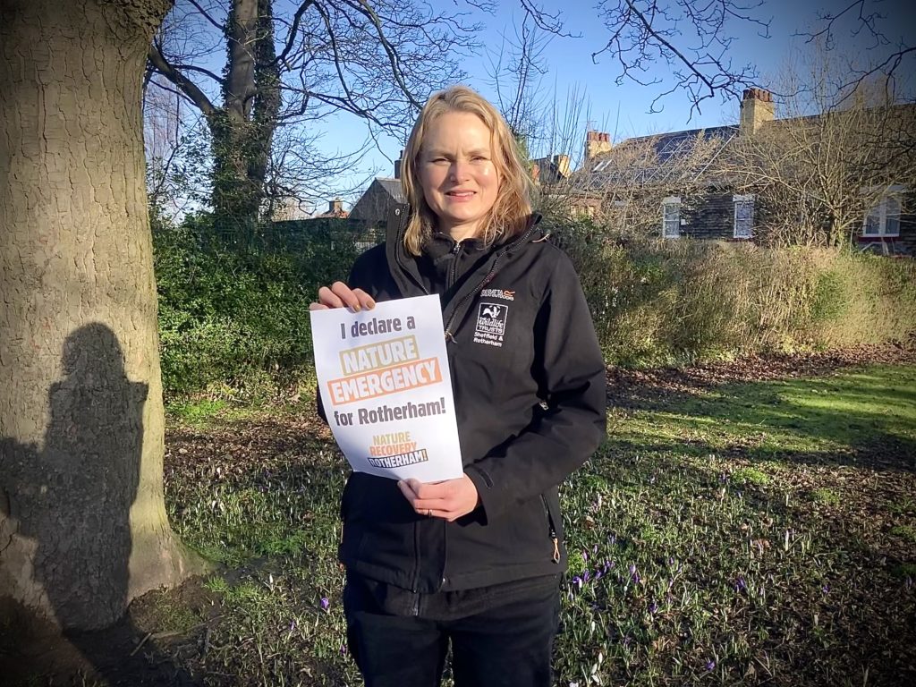 Dr Nicky Rivers, Living Landscapes Development Manager for Sheffield & Rotherham Wildlife Trust, declares a Nature Emergency for Rotherham