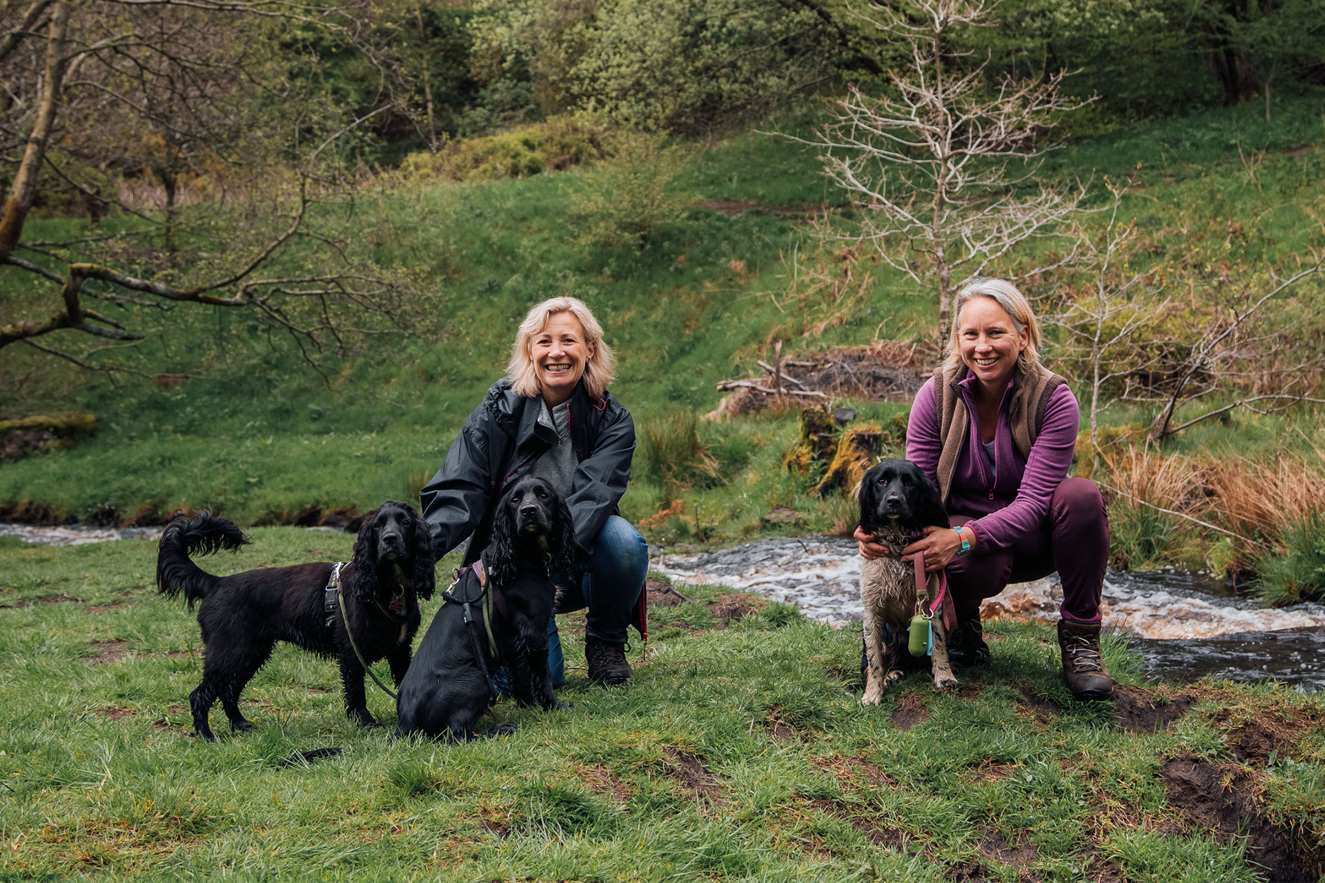 Walkers and their dogs enjoying nature at Wyming Brook, © Helena Dolby