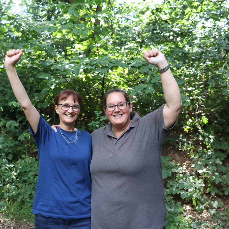 Sandra Fretwell-Smith and Claire Baker of Owlthorpe Fields Action Group celebrate the new Local Wildlife Site