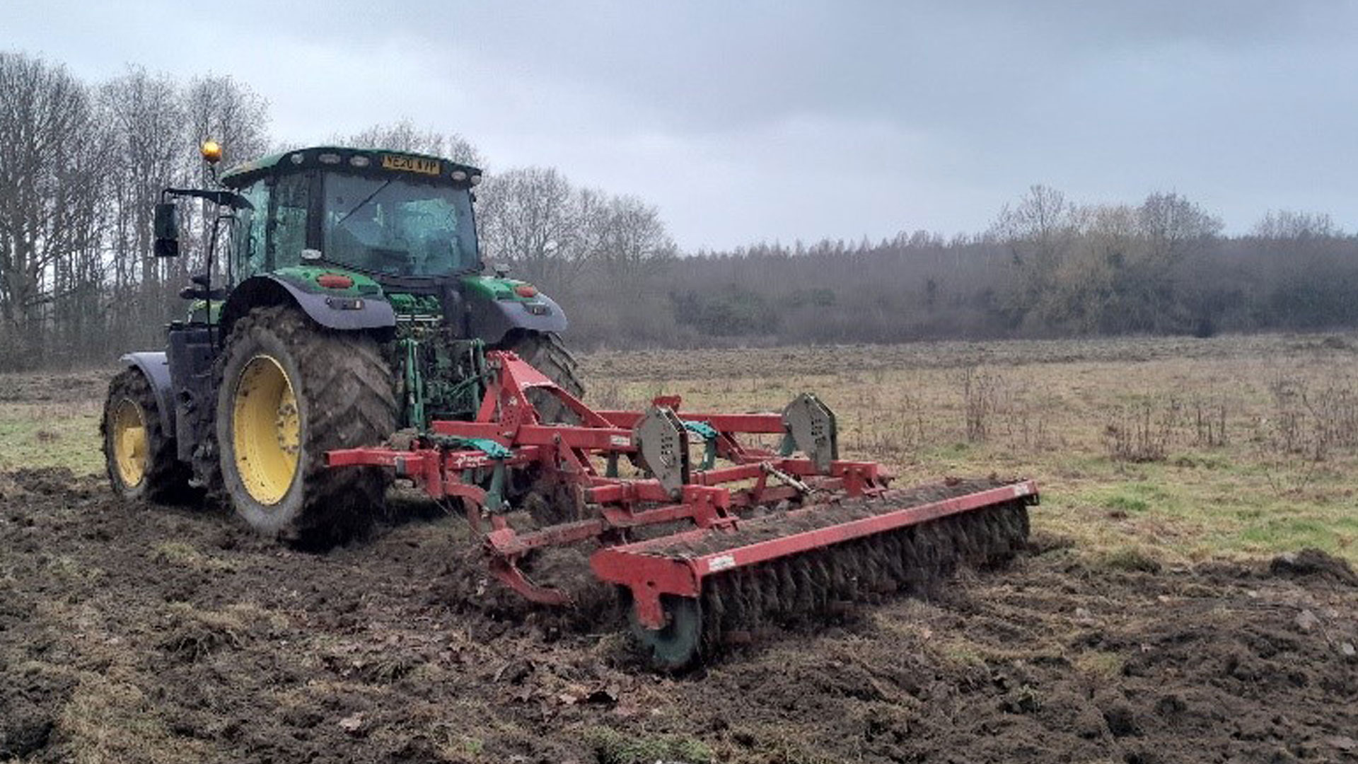 Tractor preparing ground for new tree planting. Photo: South Yorkshire Woodland Partnership