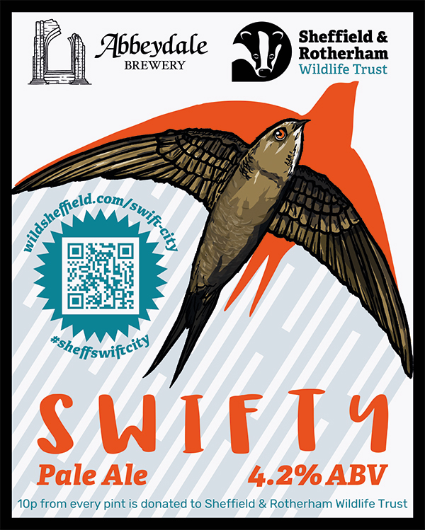 Swifty Pale Ale Pump Clip Artwork. Abbeydale Brewery