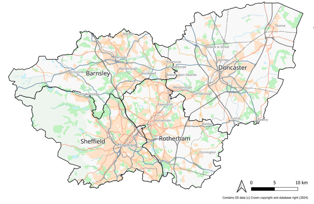 Map of where we operate in South Yorkshire