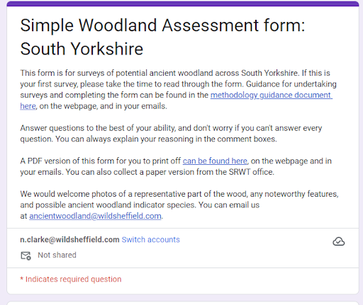 a screenshot of the landing page for the online survey form