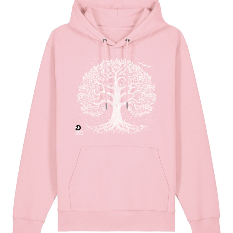 Nature-Inspired Tree Premium Organic Hoodie: Cotton Pink