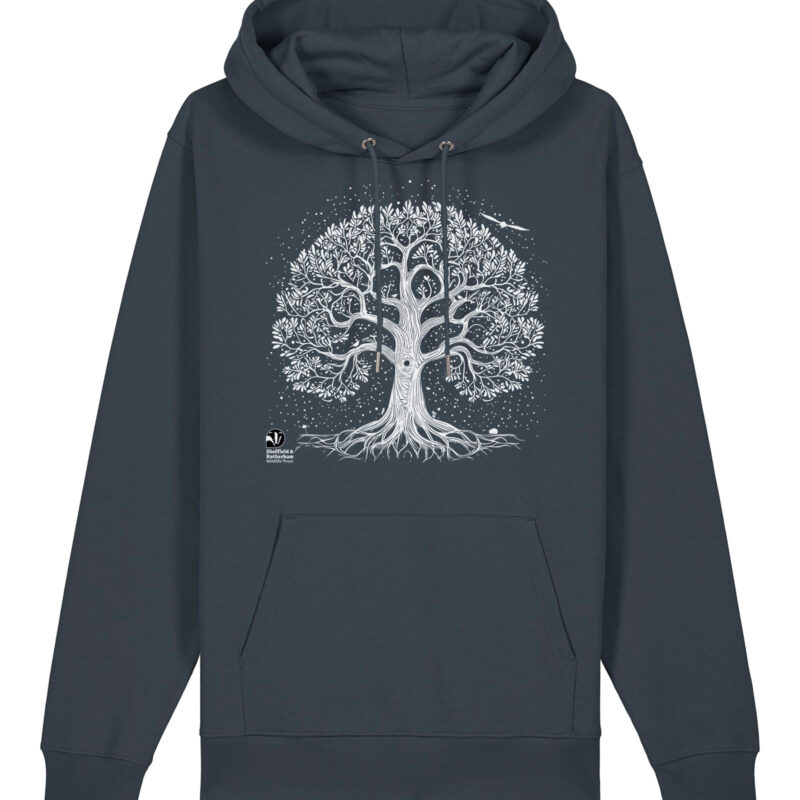 Nature-Inspired Tree Premium Organic Hoodie: India Ink Grey