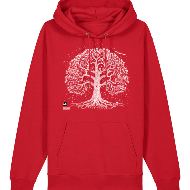 Nature-Inspired Tree Premium Organic Hoodie: Red