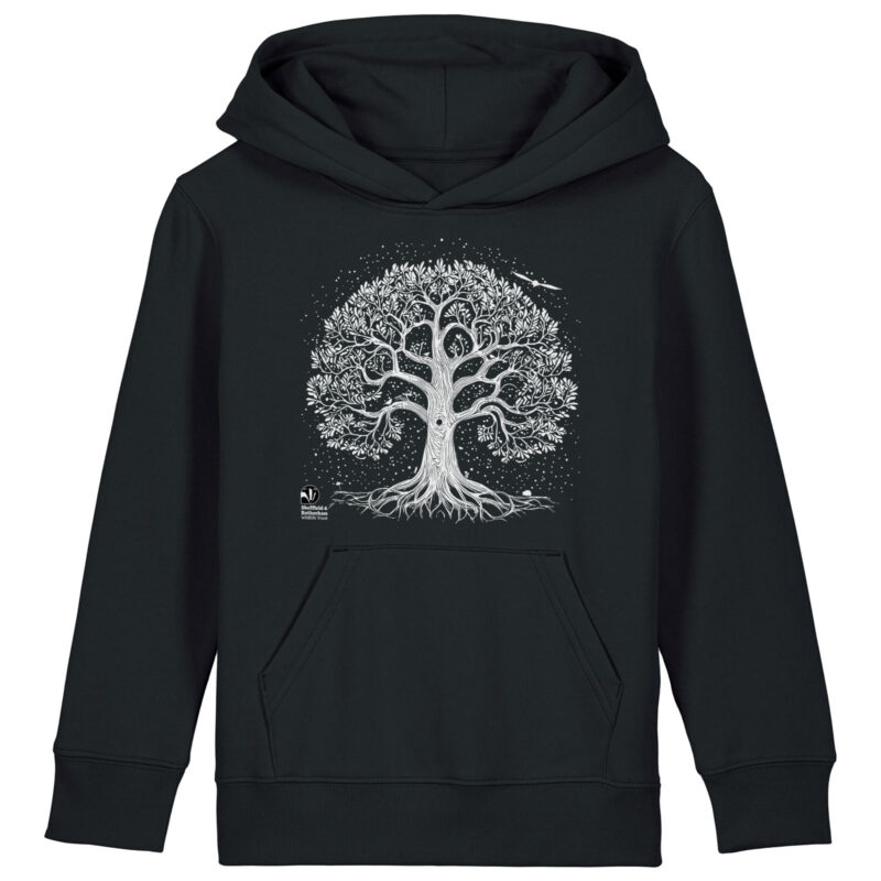 Nature-Inspired Tree Premium Organic Kids Hoodie: Black