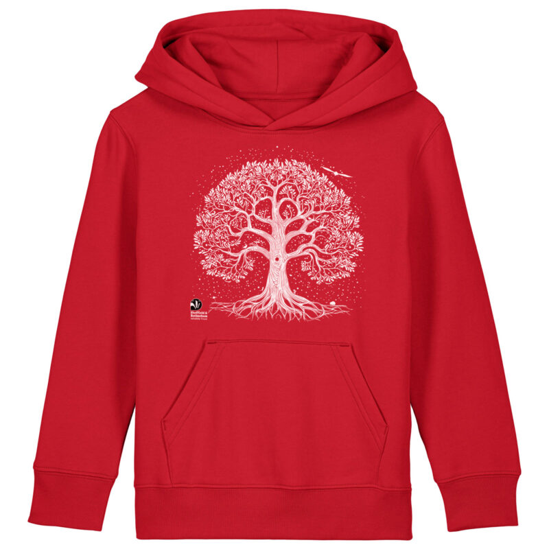 Nature-Inspired Tree Premium Organic Kids Hoodie: Red