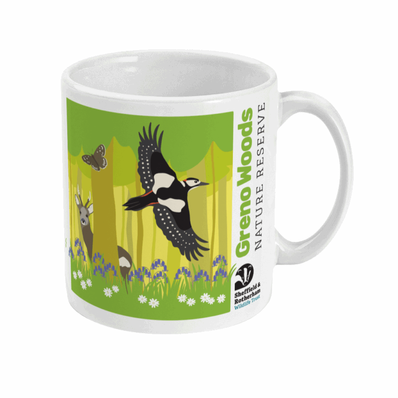 A right-side view of the Greno Woods Mug