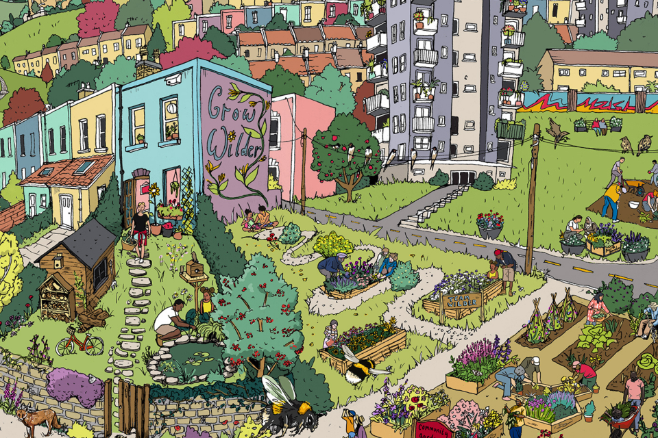 Nature Recovery Sheffield Banner showing urban gardening